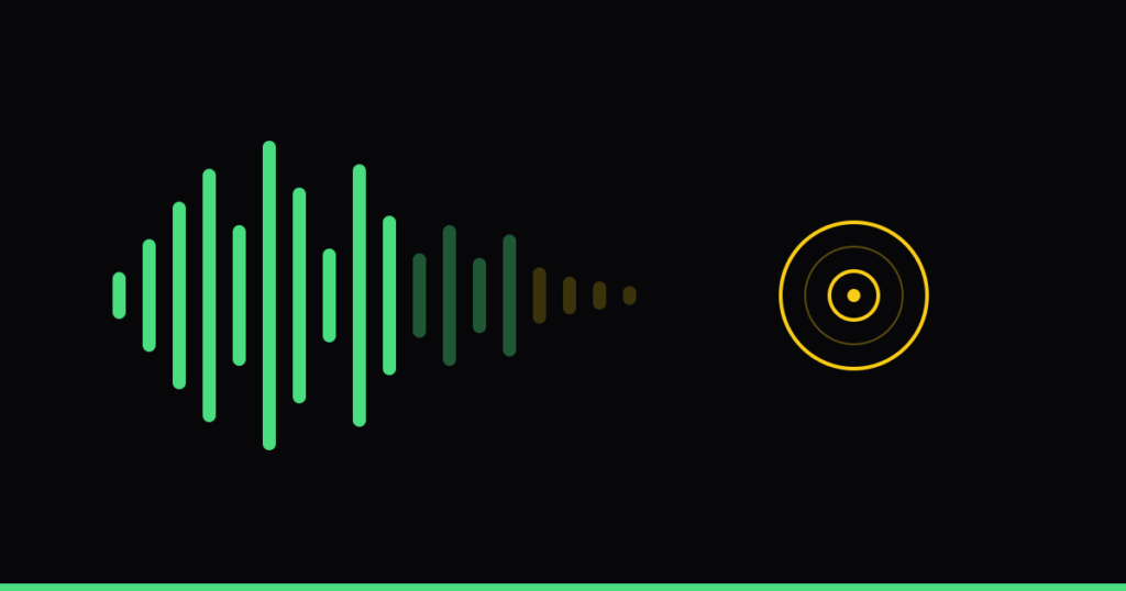 An audio waveform fading out beside a vinyl record